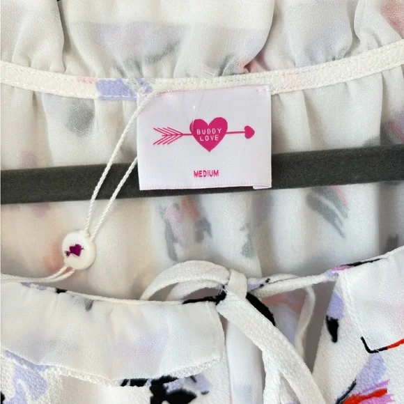 Buddy Love Ray Oyster Mini Ruffle Sleeve Tiered Cottagecore Dress Size Medium - Picture 7 of 7